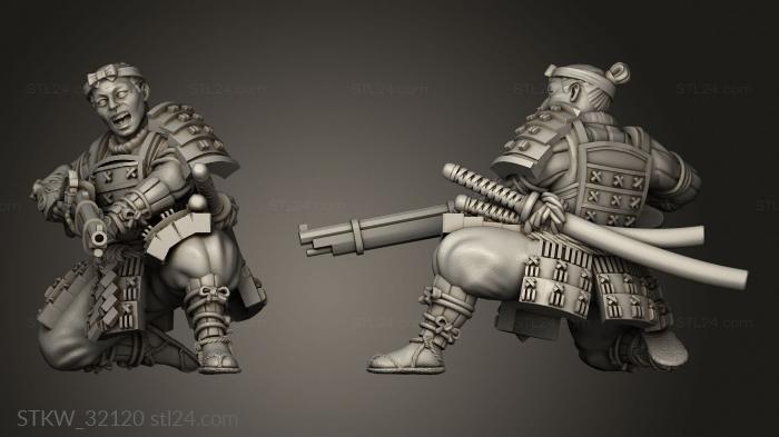 Military figurines (Fantasy Japanese Samurai on Foot Musket Musketmen, STKW_32120) 3D models for cnc