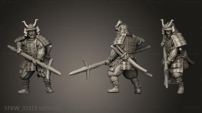 Military figurines (Fantasy Japanese Samurai on Foot Spin, STKW_32121) 3D models for cnc