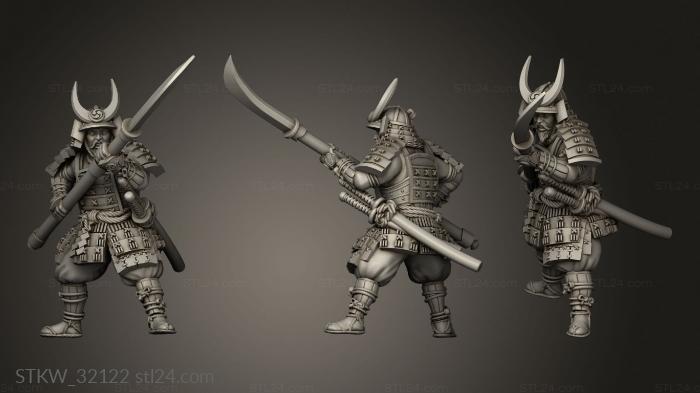 Military figurines (Fantasy Japanese Samurai on Foot Spin, STKW_32122) 3D models for cnc