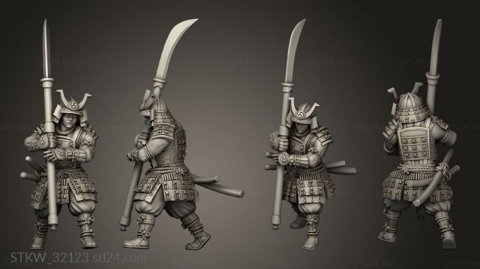 Military figurines (Fantasy Japanese Samurai on Foot Spin, STKW_32123) 3D models for cnc