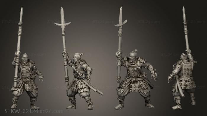 Military figurines (Fantasy Japanese Samurai on Foot Spin, STKW_32124) 3D models for cnc