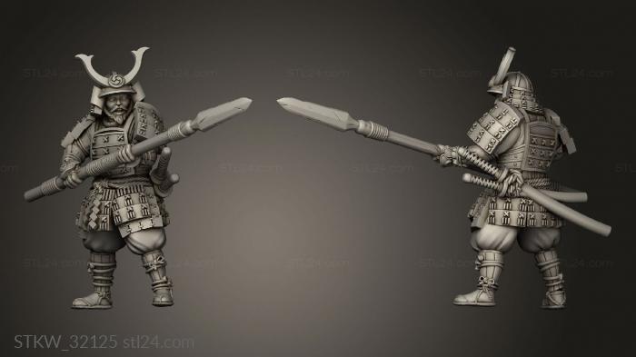 Military figurines (Fantasy Japanese Samurai on Foot Spin, STKW_32125) 3D models for cnc