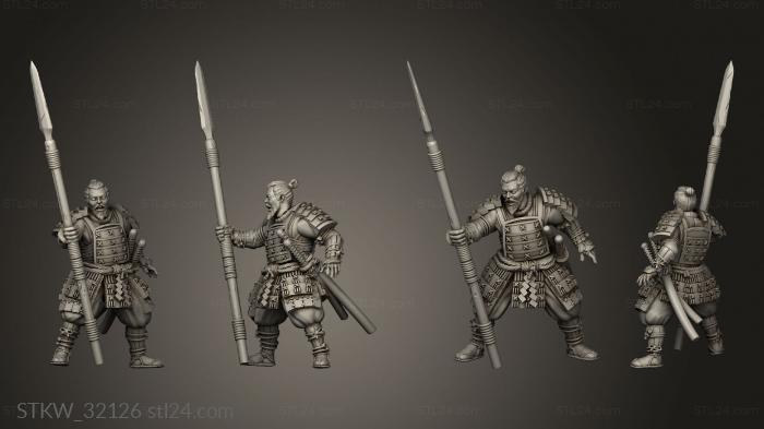 Military figurines (Fantasy Japanese Samurai on Foot Spin, STKW_32126) 3D models for cnc