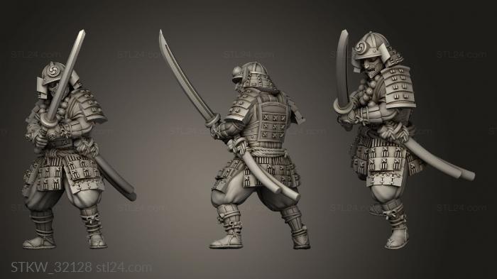 Military figurines (Fantasy Japanese Samurai on Foot Swordsman, STKW_32128) 3D models for cnc