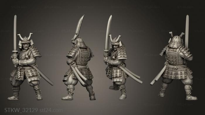 Military figurines (Fantasy Japanese Samurai on Foot Swordsman, STKW_32129) 3D models for cnc