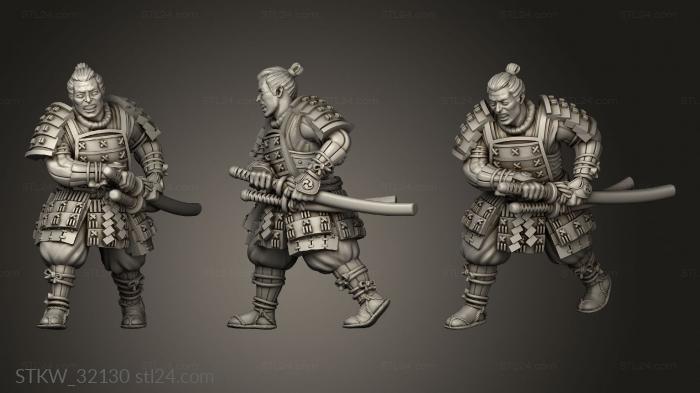 Military figurines (Fantasy Japanese Samurai on Foot Swordsman, STKW_32130) 3D models for cnc