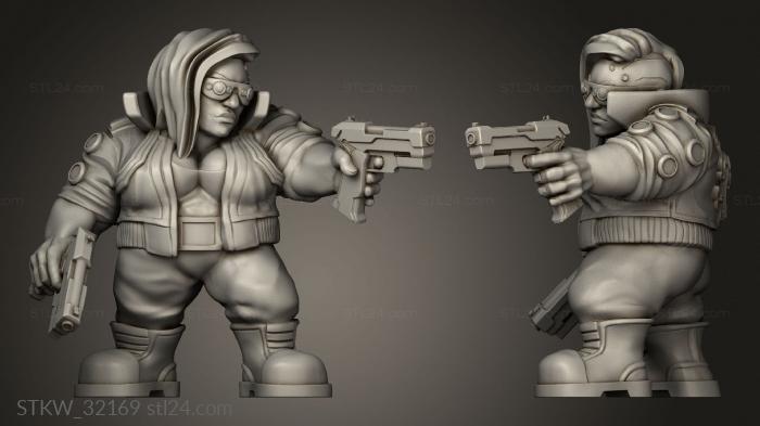 Military figurines (Fantasy Metahumans dwarf street mercenary female, STKW_32169) 3D models for cnc