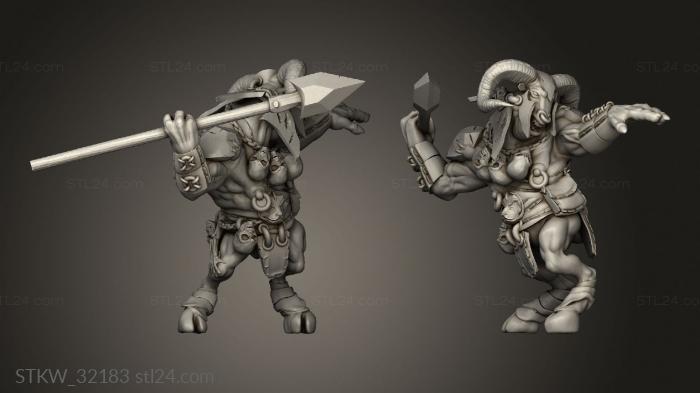 Military figurines (Fantasy Minotaur Male Spear, STKW_32183) 3D models for cnc