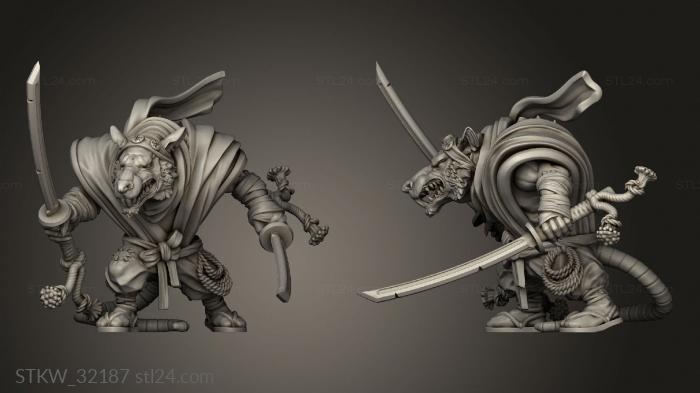 Military figurines (Fantasy Ninja rat, STKW_32187) 3D models for cnc