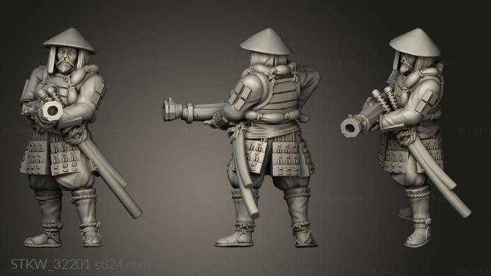 Military figurines (Fantasy Ozutsu Ashigaru, STKW_32201) 3D models for cnc