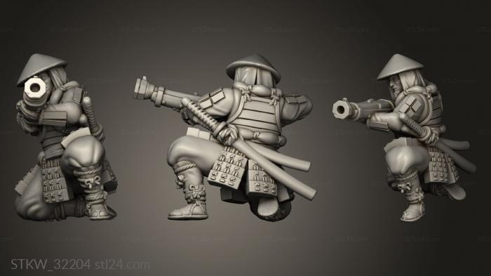 Military figurines (Fantasy Ozutsu Ashigaru, STKW_32204) 3D models for cnc