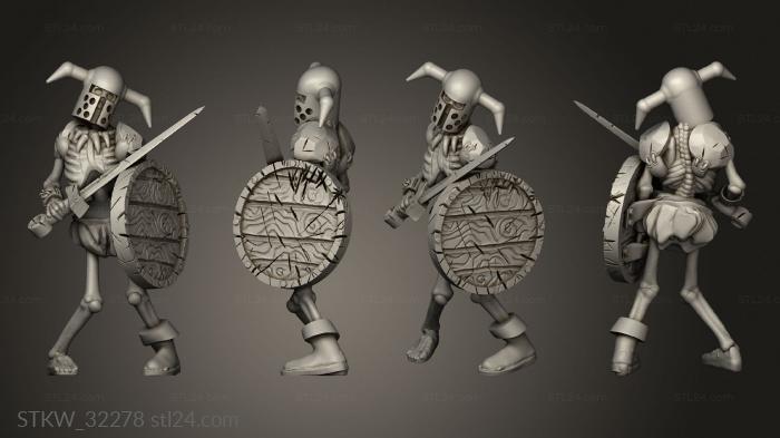 Military figurines (Fantasy skeleton sword shield, STKW_32278) 3D models for cnc