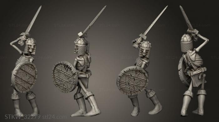 Military figurines (Fantasy skeleton sword shield, STKW_32279) 3D models for cnc