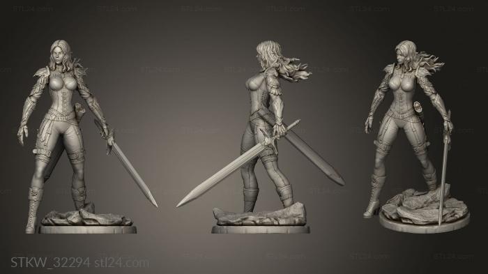 Military figurines (Fantasy Warrior Line Mini, STKW_32294) 3D models for cnc