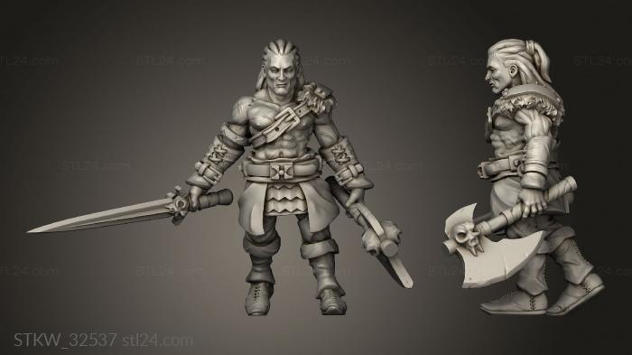 Military figurines (ragnar the barbarian barbarian, STKW_32537) 3D models for cnc