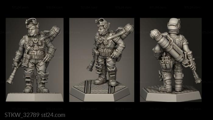 Military figurines (Flamethrower Dwarf SN, STKW_32789) 3D models for cnc