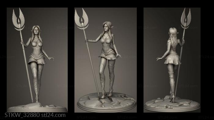 Military figurines (Forest Elf Priestess Statue, STKW_32880) 3D models for cnc