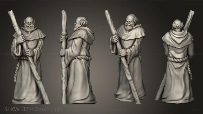 Military figurines (Friars the Iron Hammer Friar hood down stick, STKW_32960) 3D models for cnc