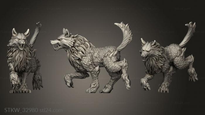 Military figurines (Frost Lands Dire Wolves Wolf Spike, STKW_32980) 3D models for cnc