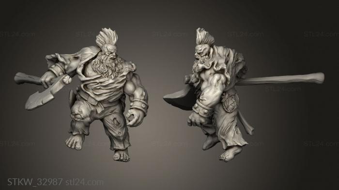 Military figurines (Frostiron Clan Nickeys Hatchery Dwarf Barbarian, STKW_32987) 3D models for cnc