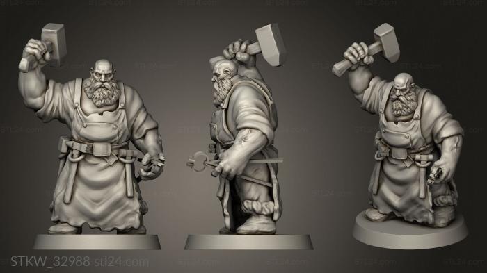 Military figurines (Frostiron Clan Nickeys Hatchery Dwarf Blacksmith, STKW_32988) 3D models for cnc