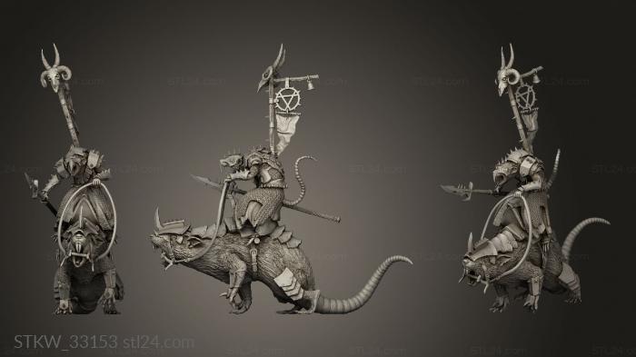 Military figurines (Eman Skaven Chieftain on Poxed, STKW_33153) 3D models for cnc