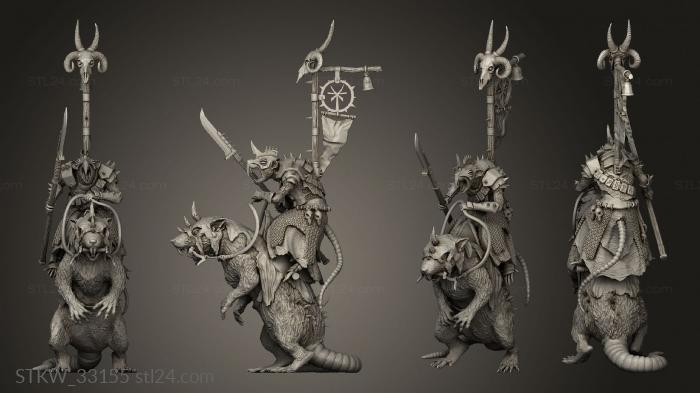 Military figurines (Eman Skaven Chieftain on Poxed Clan Peiens, STKW_33155) 3D models for cnc