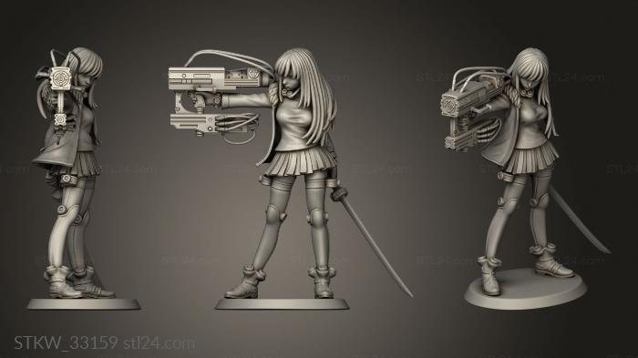 Military figurines (Gantz Reika Shimohira School uniform Mitsu Kage, STKW_33159) 3D models for cnc
