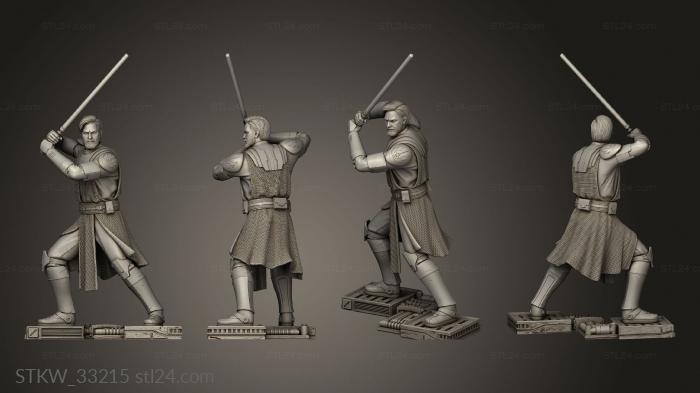 Статуэтки военные (Статуя генерала Оби Вана Кеноби из Звездных войн, STKW_33215) 3D модель для ЧПУ станка