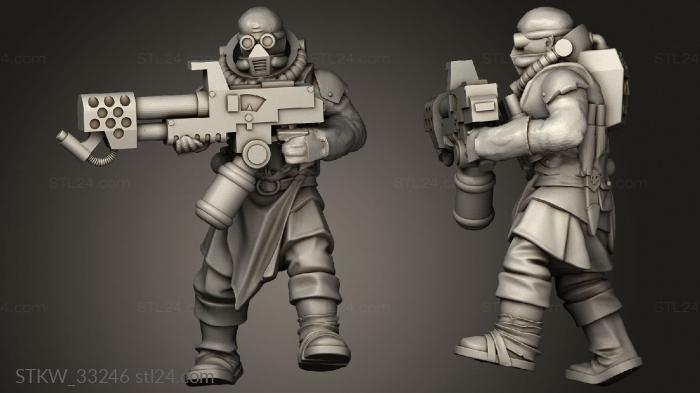 Статуэтки военные (Неофит с огнеметом, STKW_33246) 3D модель для ЧПУ станка