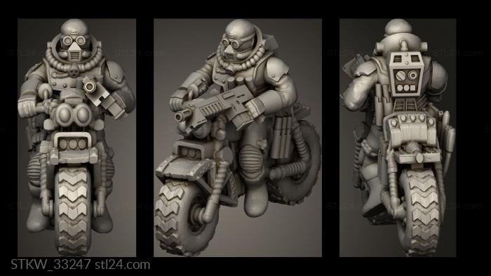 Military figurines (biker with autogun, STKW_33247) 3D models for cnc