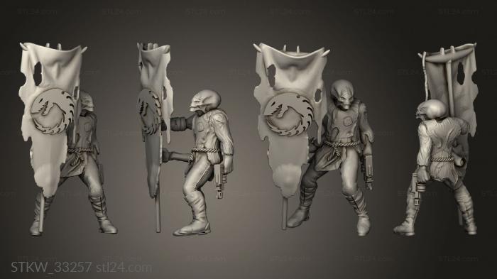 Military figurines (space banner bearer butt, STKW_33257) 3D models for cnc