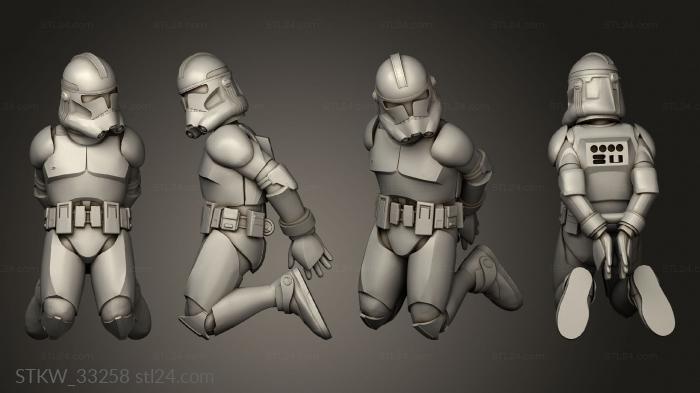 Military figurines (Genetic Captured Clones Modular Kneeling Clone, STKW_33258) 3D models for cnc