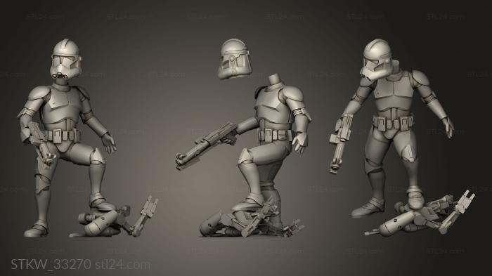 Military figurines (Genetically Engineered Trooper Squad Clone Defeated Droid, STKW_33270) 3D models for cnc