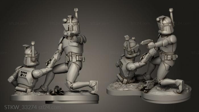 Military figurines (Genetically Engineered Trooper Squad Clone Stuck in Mud, STKW_33274) 3D models for cnc