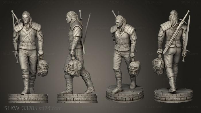 Military figurines (Geralt Rivia Figurine The Witcher statue, STKW_33285) 3D models for cnc
