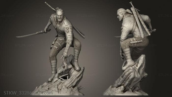 Military figurines (Geralt Rivia The Witcher Cyberpunk Style Side, STKW_33286) 3D models for cnc