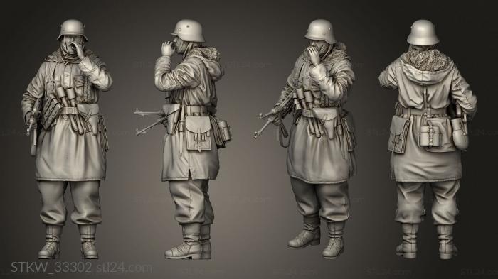 Military figurines (german soldier and tank commander winter uniform bag, STKW_33302) 3D models for cnc