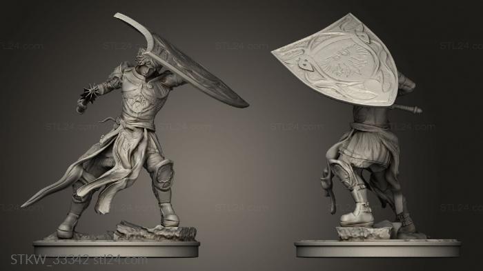 Military figurines (Gharl the Cleric defense pose with base, STKW_33342) 3D models for cnc