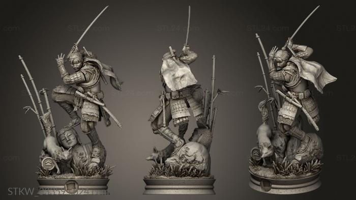 Military figurines (Ghost Tsushima Jin Sakai Cape, STKW_33359) 3D models for cnc