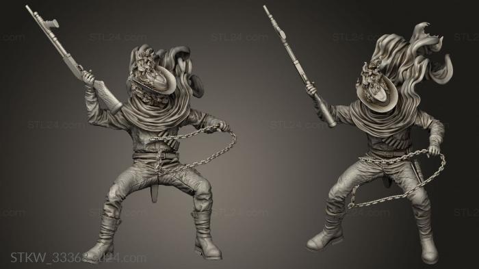 Military figurines (Ghostrider fewer phantom rider cowboy hat, STKW_33368) 3D models for cnc