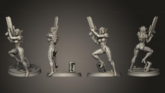 Military figurines (BLACK SORROW FEMALE ELF MERCENARY 75 BASE fixed, STKW_3421) 3D models for cnc