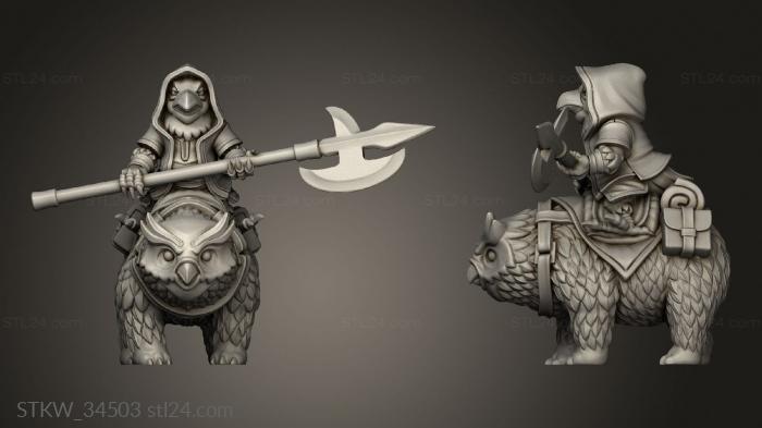 Military figurines (Halberd Owl Bear Rider, STKW_34503) 3D models for cnc