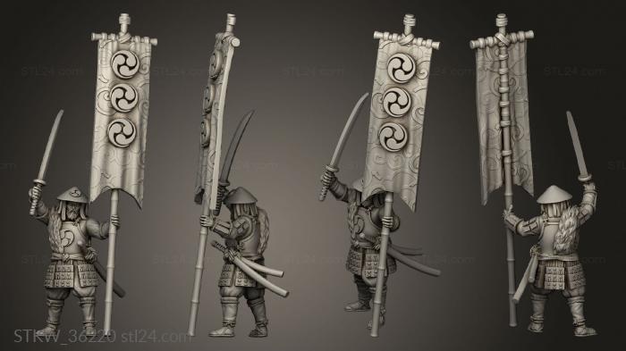 Military figurines (Japanese Ashigaru Command Flagbearer, STKW_36220) 3D models for cnc