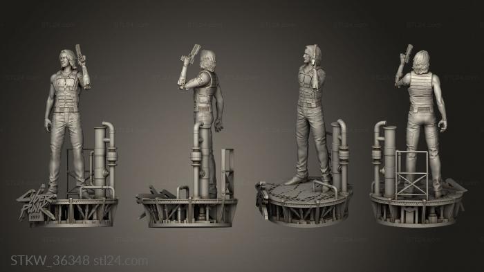 Johnny Silver Statue Cyberpunk Game Character Keanu