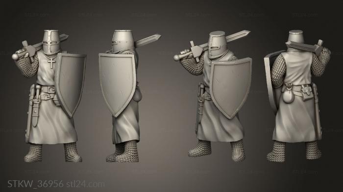 Military figurines (knights shield and spear, STKW_36956) 3D models for cnc