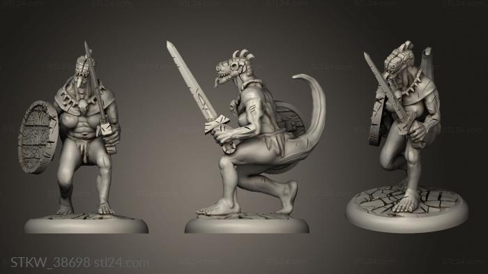 Lizardfolk Female Sword and Shield with base