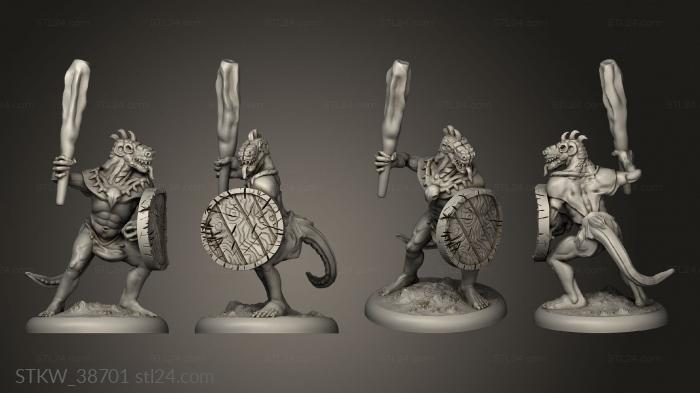 Lizardfolk Male Club and Shield