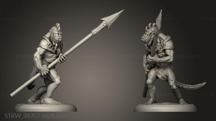 Lizardfolk Male Spear Two with base