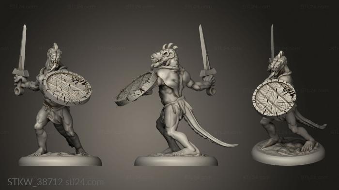 Lizardfolk Male with Sword and Shield base